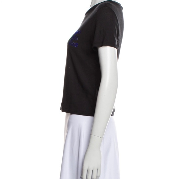 Alice + Olivia Black Cicely Rainbow Crystal Embellished PRIDE T-Shirt - XS - Picture 2 of 10